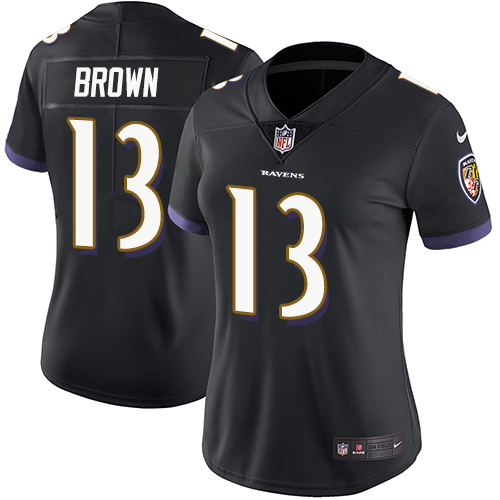 Nike Ravens #13 John Brown Black Alternate Women's Stitched NFL Vapor Untouchable Limited Jersey
